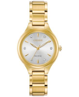 Eco-Drive Women's Corso Diamond-Accent Gold-Tone Stainless Steel Bracelet Watch 29mm