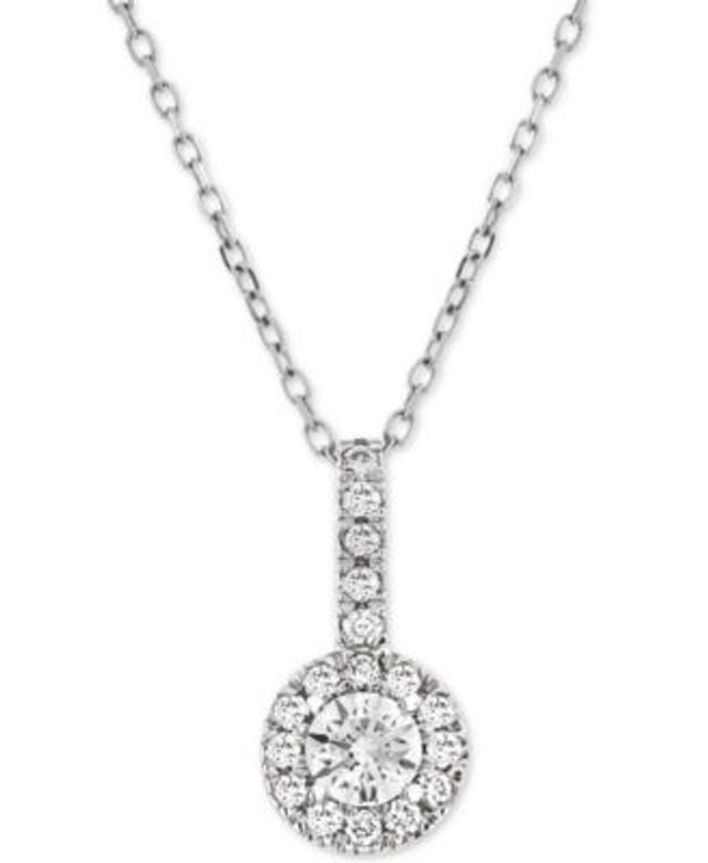 De Beers Forevermark Diamond Halo Pendant Necklace (3/4 ct. t.w.) in 14k  White Gold, 16 + 2 extender - Macy's