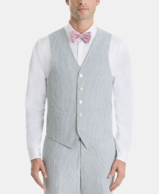 Men's UltraFlex Classic-Fit Blue seersucker Cotton Vest