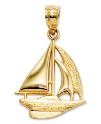 14k Gold Charm, Sailboat Charm
