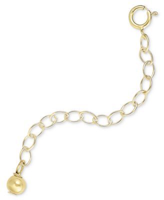 18k Gold over Sterling Silver Extension Chain Necklace, 2 Inch Extender