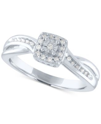 Diamond Square Cluster Promise Ring (1/10 ct. t.w.) in Sterling Silver