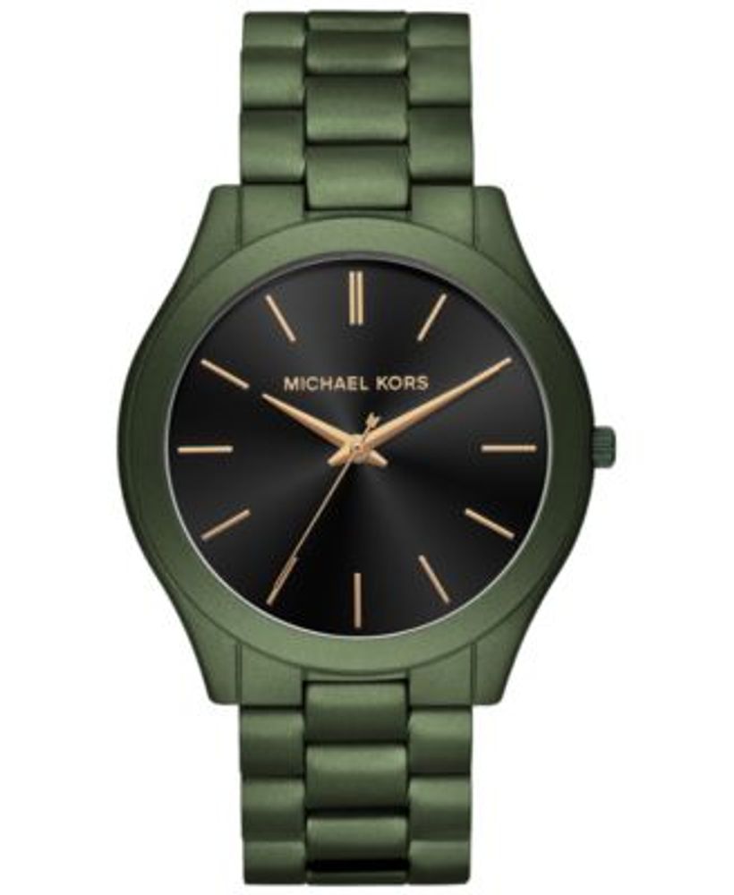 Michael Kors Men's Slim Runway Olive Stainless Steel Bracelet Watch 44mm |  Connecticut Post Mall