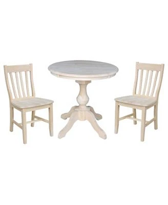 30" Round Top Pedestal Table- With 2 Cafe Chairs