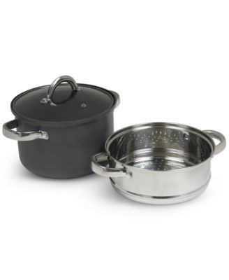 Hard Anodized Aluminum 4-Qt. Multi Cooker with Glass Lid & Steam Tray