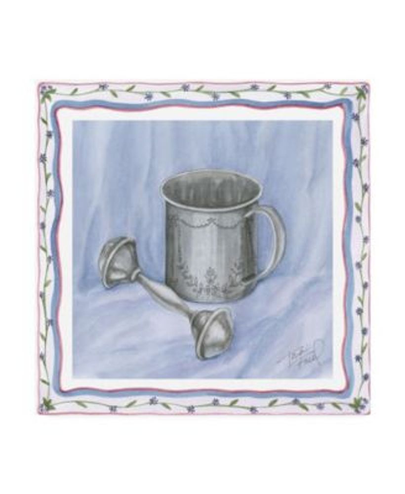 Tara Friel Heirloom Cup and Rattle I Childrens Art Canvas Art - 19.5" x 26"