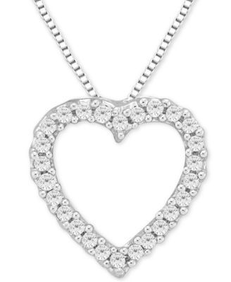 Diamond Heart Pendant Necklace in 14k White Gold (1/10 ct. t.w