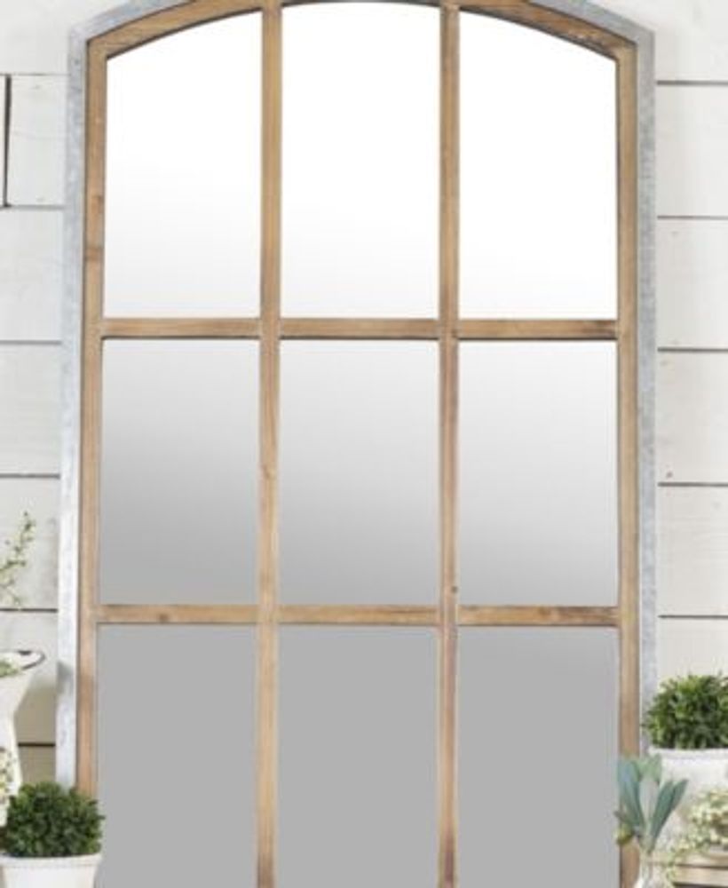 Metal Wood 9-Panel Mirror