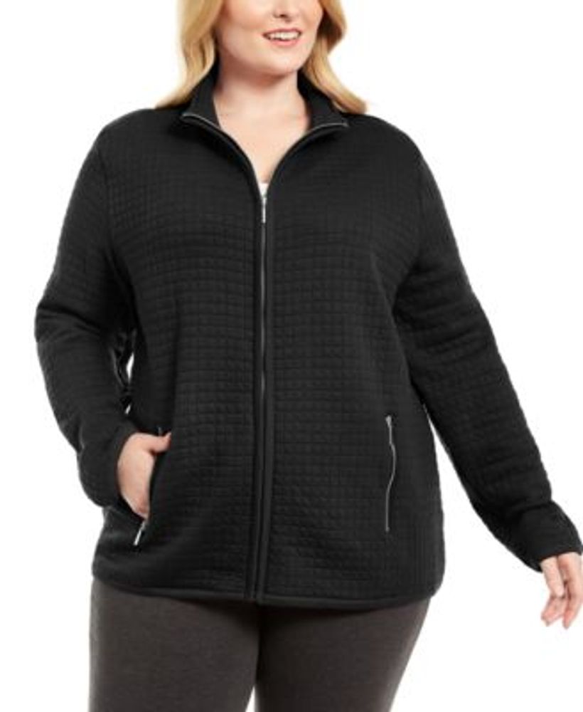 Karen Scott Plus Quilted Fleece Jacket 
