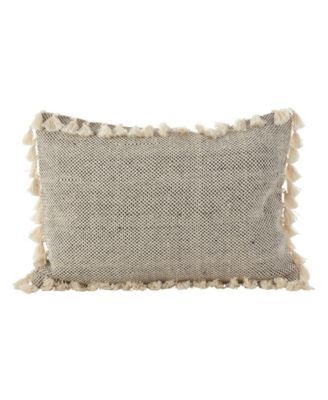 Moroccan Tasseled Fringe Decorative Pillow, 14" x 20"