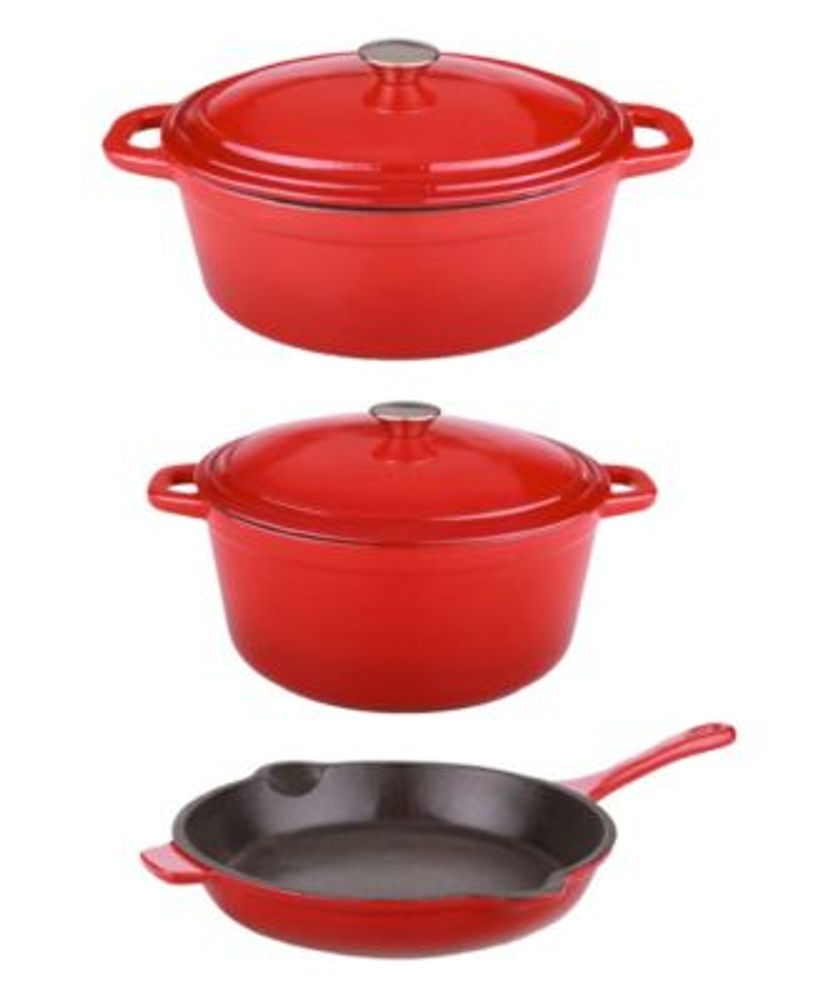 BergHOFF Neo 10Pc Cast Iron Cookware Set, Red