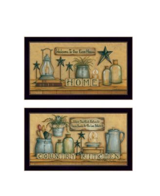 Country Welcome Collection By Mary June, Printed Wall Art, Ready to hang, Black Frame, 40" x 11"
