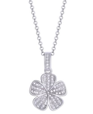 Diamond 1/4 ct. t.w. Flower Pendant Necklace in Sterling Silver