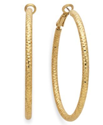 Medium Textured Hoop Earrings, 2", Created for Macy's