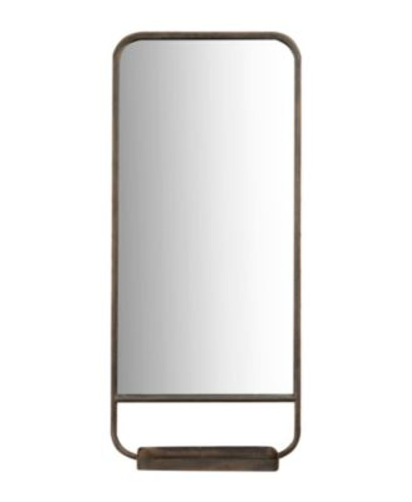 Rectangle Accent Mirror with Metal Frame Fold Down Tray