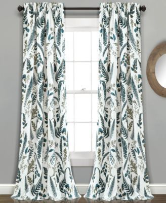 Devonia Botanical Print 52" x Curtain Set
