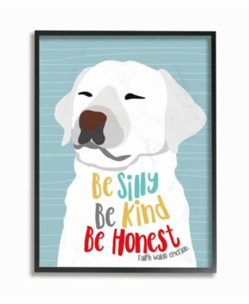 Be Silly Be Kind Be Honest Light Blue Poster Style Dog Framed Giclee Texturized Art, 11" L x 14" H