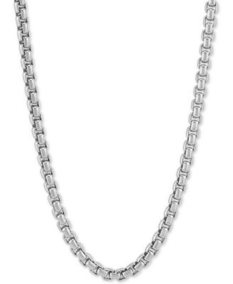 Rounded Box Link 22" Chain Necklace in Sterling Silver