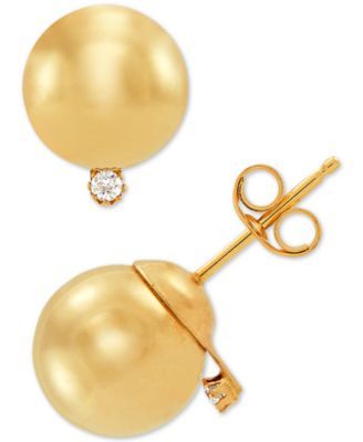 Diamond Accent Ball Stud Earrings in 10k Gold