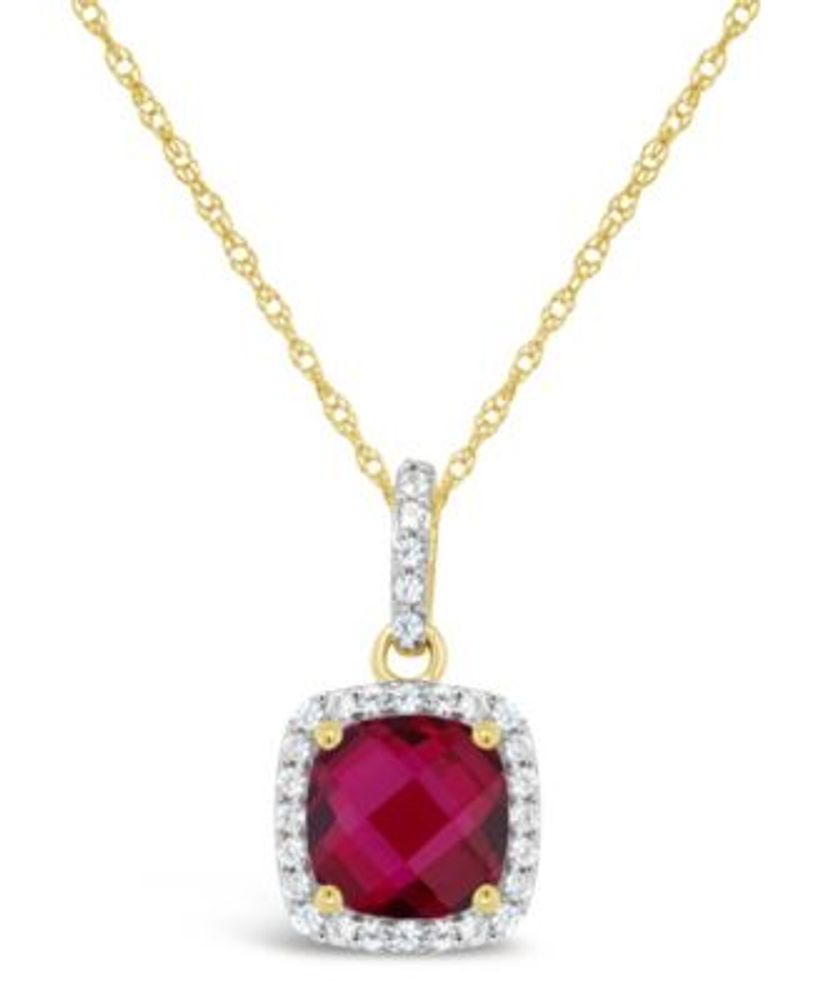 Macy's Lab-Created Ruby (4 ct. t.w.) and White Sapphire (1 ct. t.w.) Heart Pendant  Necklace in Sterling Silver - Macy's