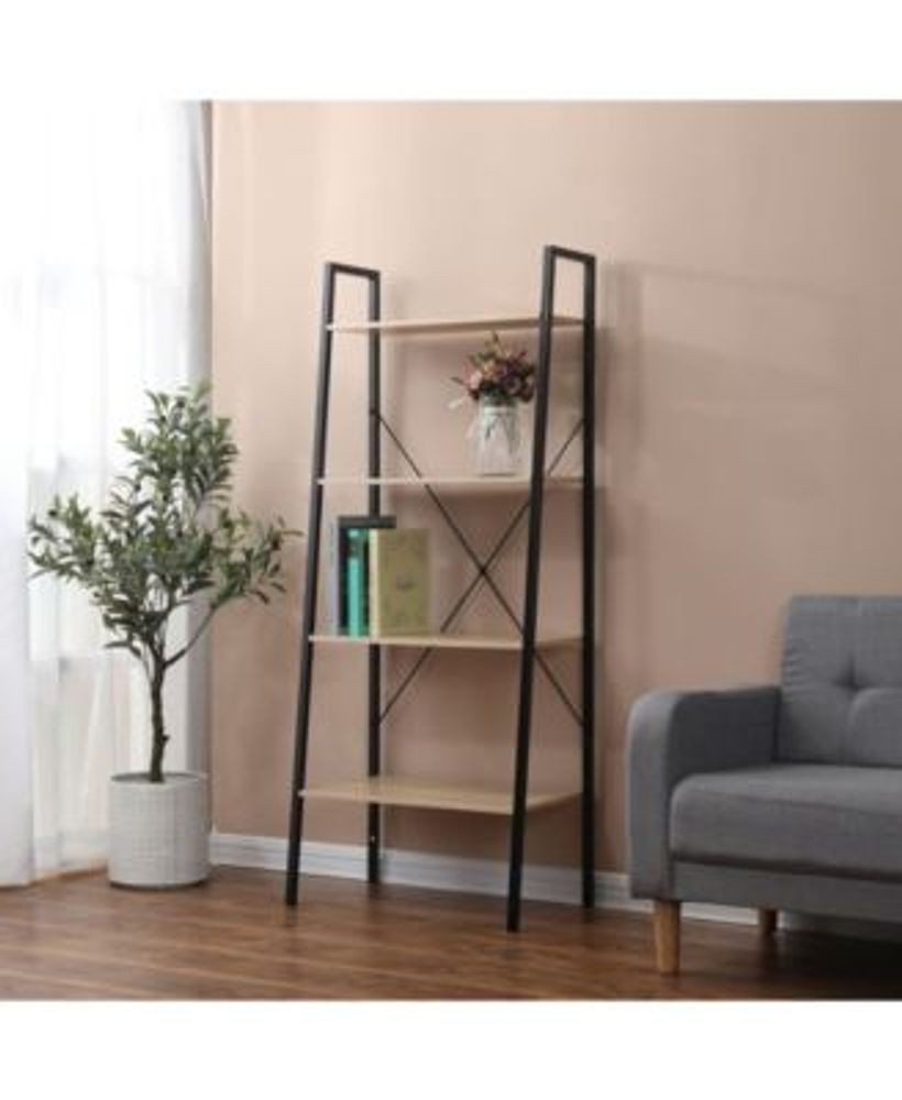 Wood And Metal 58" Height Ladder Shelf 4-Tier Etagere