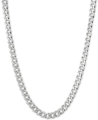 Flat Curb Link Chain Necklace Sterling Silver