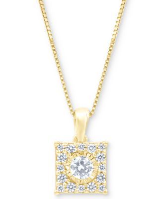 Diamond Square Halo 18" Pendant Necklace (1/3 ct. t.w.) 14k White, Yellow or Rose Gold