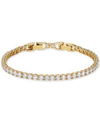 Gold-Tone Crystal Tennis Bracelet
