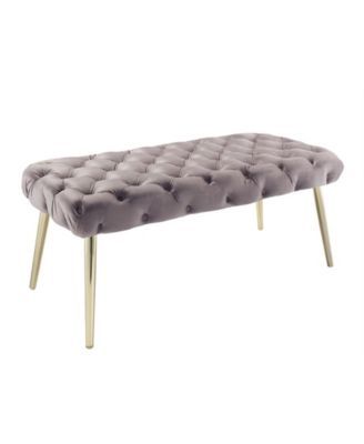 Claude Velvet Button Tufted Bench with Metal Legs