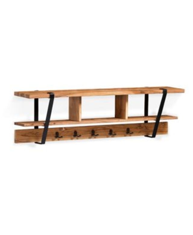 Alaterre Furniture Alpine Natural Live Edge Wood 48 Coat Hooks with Shelf