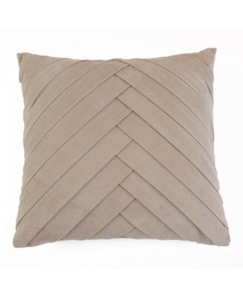 20X20 James Pleated Velvet Pillow in Cobblestone
