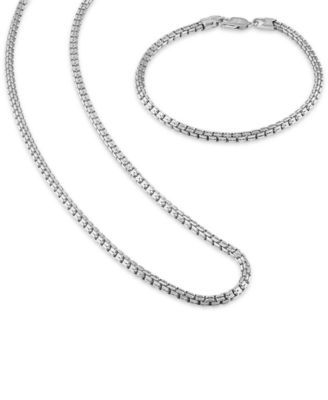 2-Pc. Set Box Link 22" Chain Necklace and Bracelet 14k Gold-Plated Sterling Silver, Created for Macy's (Also available Silver)