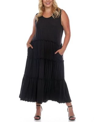 Plus Scoop Neck Tiered Midi Dress