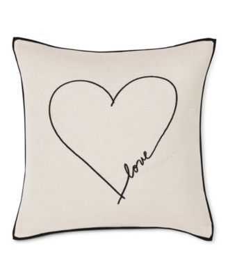 20" L x 20" W Love Heart Embroidered Square Pillow