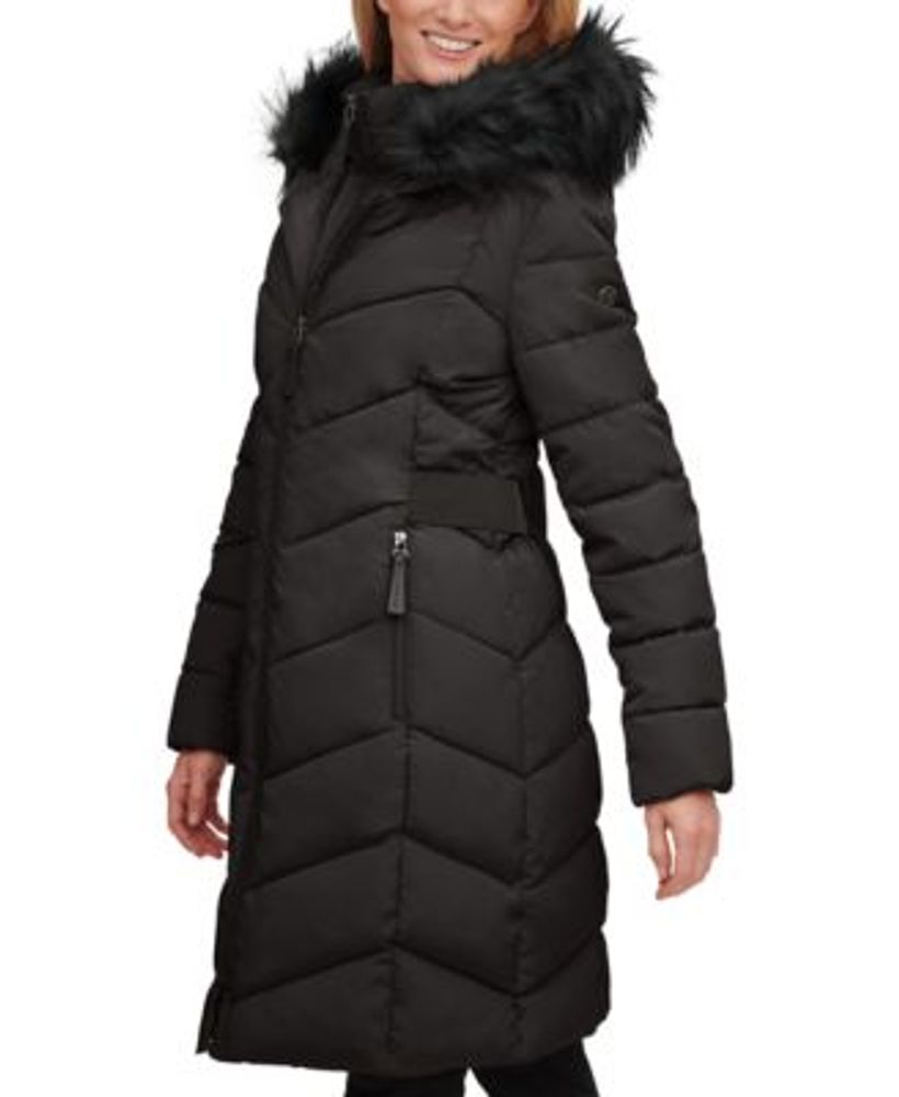 Women's Faux-Fur-Trim Hooded Puffer Coat, Created for Macy's