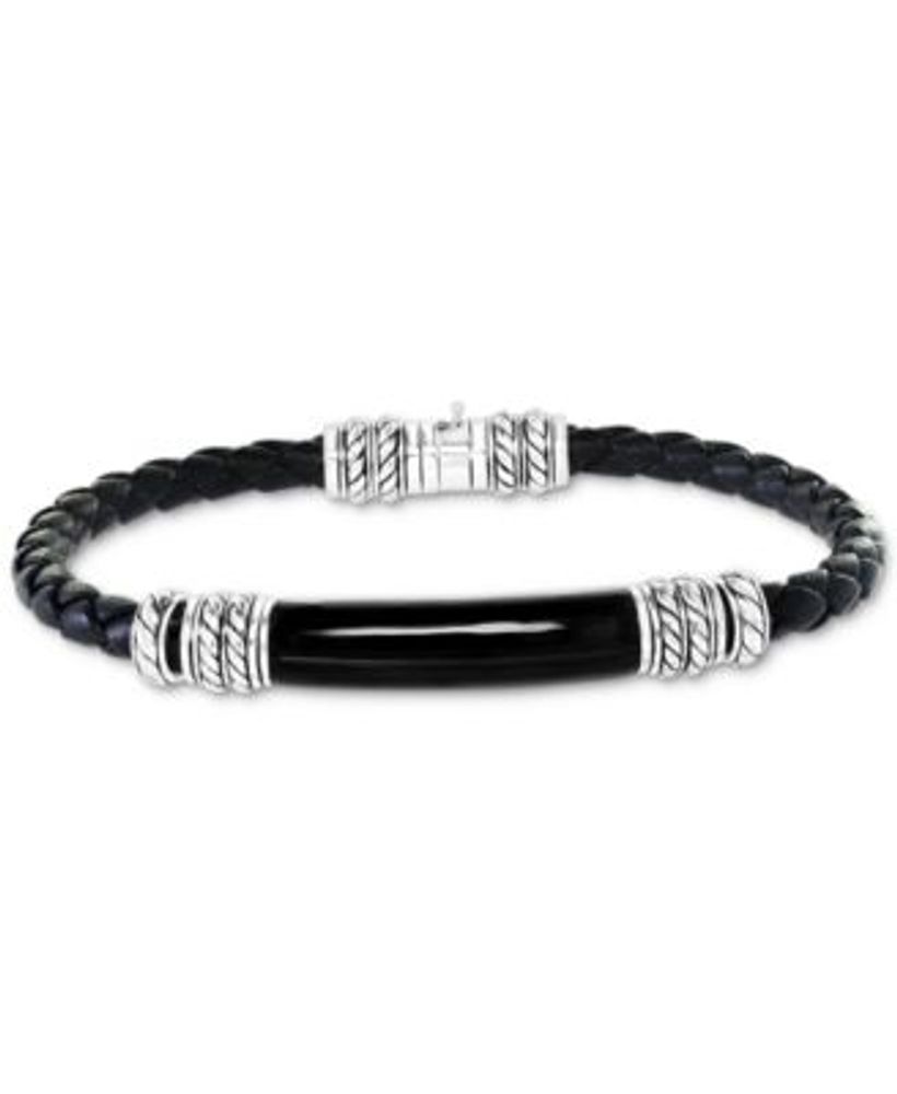 Effy Men's Sterling Silver Woven Leather Bracelet