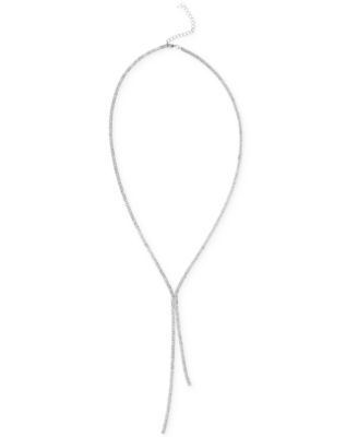 Silver-Tone Rhinestone Long Lariat Necklace, 28" + 3" extender, Created for Macy's