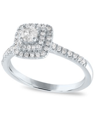 Diamond Double Halo Engagement Ring (1/2 ct. t.w.) in White Gold