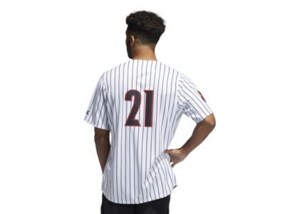 Nebraska Adidas Pinstripe Baseball Jersey - White