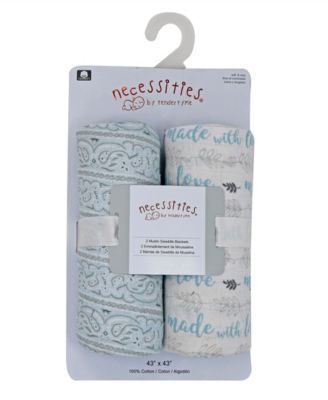 Baby Boys Muslin Swaddle Blankets, Pack of 2
