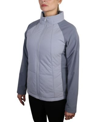 Women's Color Block Lightweight Filled Ripstop Quilted Jacket with Stowaway Hood