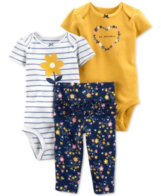 Baby Girls 3-Piece Bodysuits and Pants Set