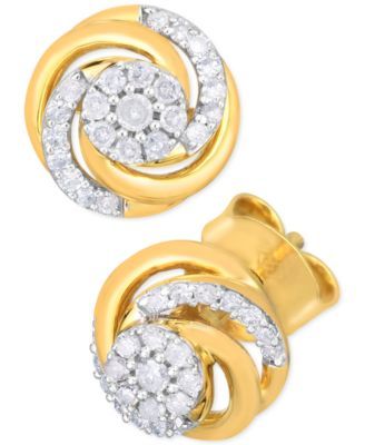 Diamond Love Knot Stud Earrings (1/4 ct. t.w.) in 14k Gold-Plated Sterling Silver