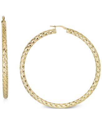 Textured Large Hoop Earrings in 14k Gold-Plated Sterling Silver