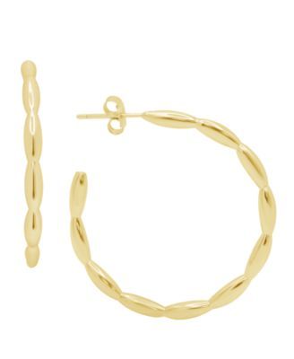 Puff Texture C hoop Earring in Gold Plated