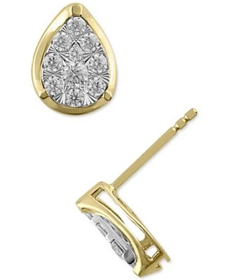 Diamond Teardrop Cluster Stud Earrings (1/2 ct. t.w.) in 14k Gold & White Gold