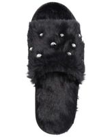 Women's Imitation Pearl Faux-Fur Slide Boxed Slippers, Created for Macy's