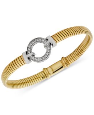 Diamond Circle Tubogas Bracelet (1/3 ct. t.w.) in Sterling Silver & 14k Gold-Plate