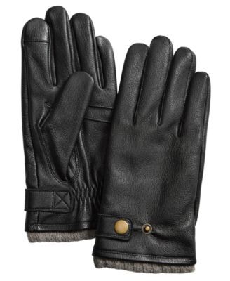 Men's Leather Gloves with Cashmere Lining, Created for Macy's