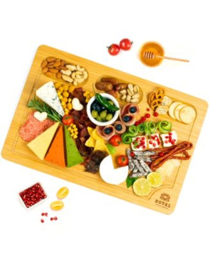 Cutting Board Cheese and Charcuterie Board Serving Tray with Compartments and Juice Groove